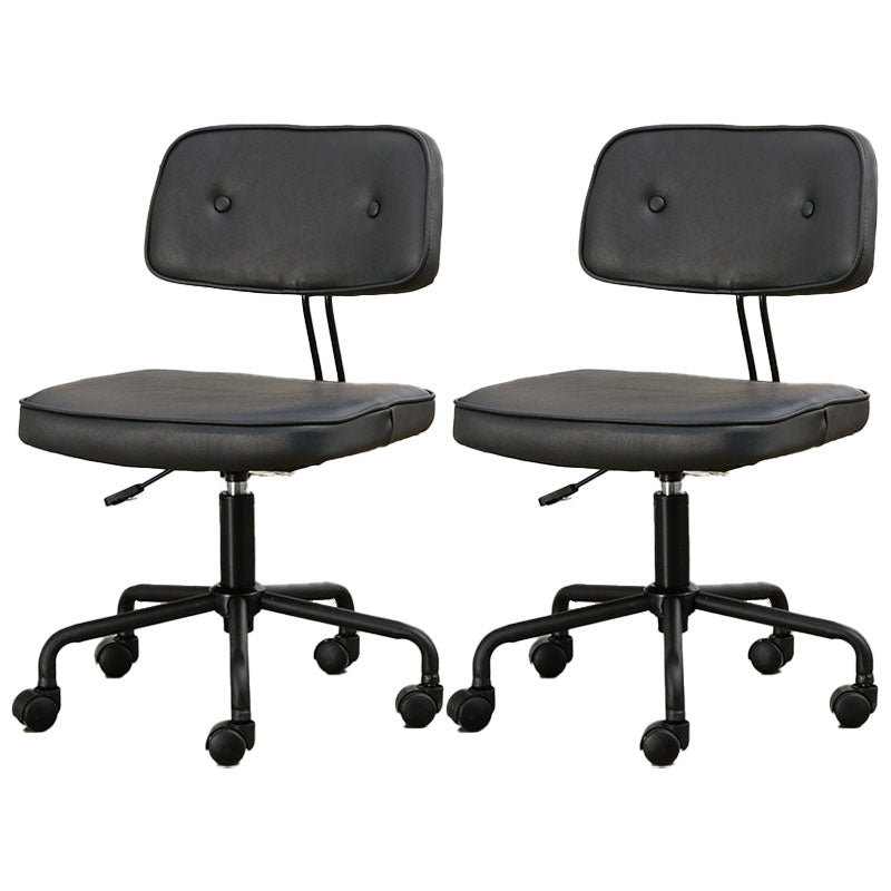 Black Frame Modern Desk Chair with Mid Back Swivel Office Chair with Wheels Black Armless 2 Piece Set Clearhalo 'furn' 'furn_office_chair' 'Furniture' 'furniture_office_chair' 'Office Chairs' 'Office Furniture' 'office_chair' 4992773