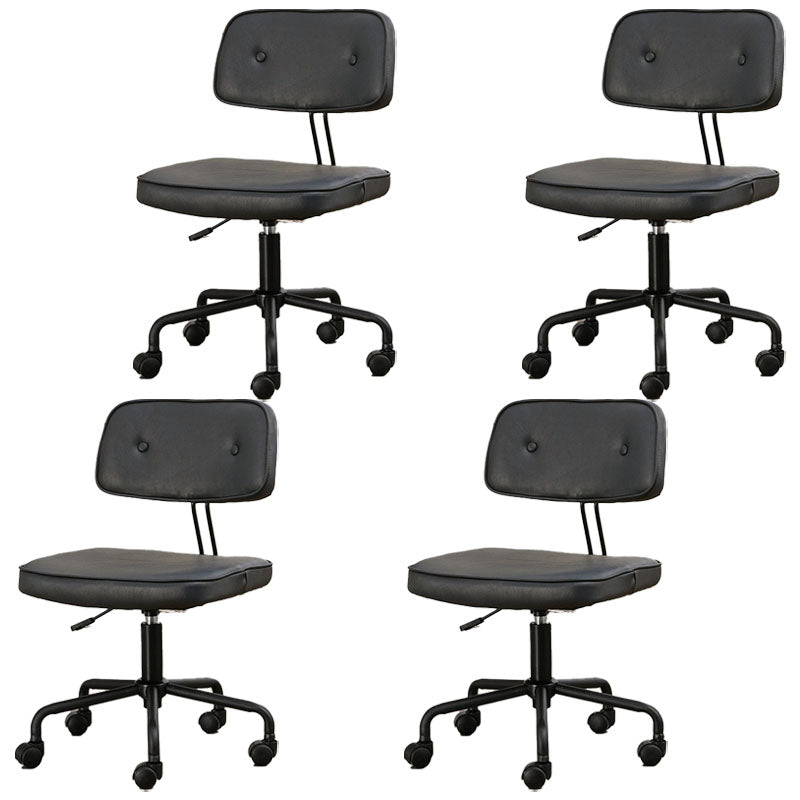Black Frame Modern Desk Chair with Mid Back Swivel Office Chair with Wheels Black Armless 4 Piece Set Clearhalo 'furn' 'furn_office_chair' 'Furniture' 'furniture_office_chair' 'Office Chairs' 'Office Furniture' 'office_chair' 4992774