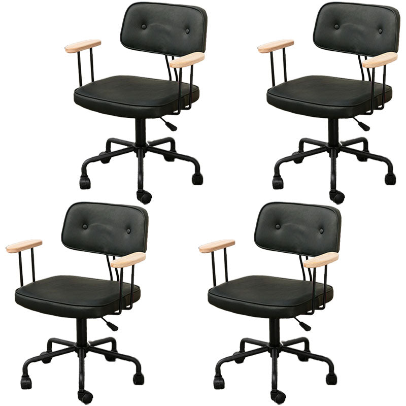 Black Frame Modern Desk Chair with Mid Back Swivel Office Chair with Wheels Black With Arms 4 Piece Set Clearhalo 'furn' 'furn_office_chair' 'Furniture' 'furniture_office_chair' 'Office Chairs' 'Office Furniture' 'office_chair' 4992777