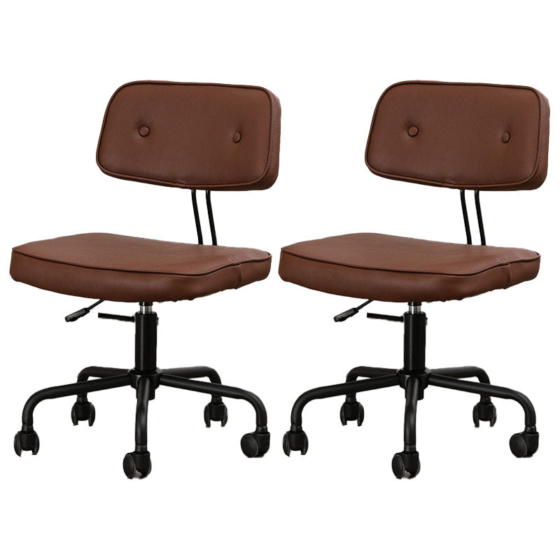 Black Frame Modern Desk Chair with Mid Back Swivel Office Chair with Wheels Brown Armless 2 Piece Set Clearhalo 'furn' 'furn_office_chair' 'Furniture' 'furniture_office_chair' 'Office Chairs' 'Office Furniture' 'office_chair' 4992779