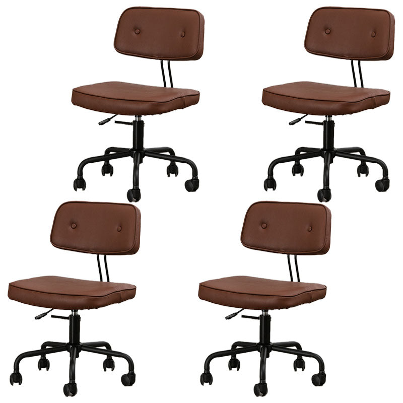 Black Frame Modern Desk Chair with Mid Back Swivel Office Chair with Wheels Brown Armless 4 Piece Set Clearhalo 'furn' 'furn_office_chair' 'Furniture' 'furniture_office_chair' 'Office Chairs' 'Office Furniture' 'office_chair' 4992780