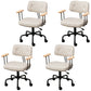 Black Frame Modern Desk Chair with Mid Back Swivel Office Chair with Wheels Off-White With Arms 4 Piece Set Clearhalo 'furn' 'furn_office_chair' 'Furniture' 'furniture_office_chair' 'Office Chairs' 'Office Furniture' 'office_chair' 4992783