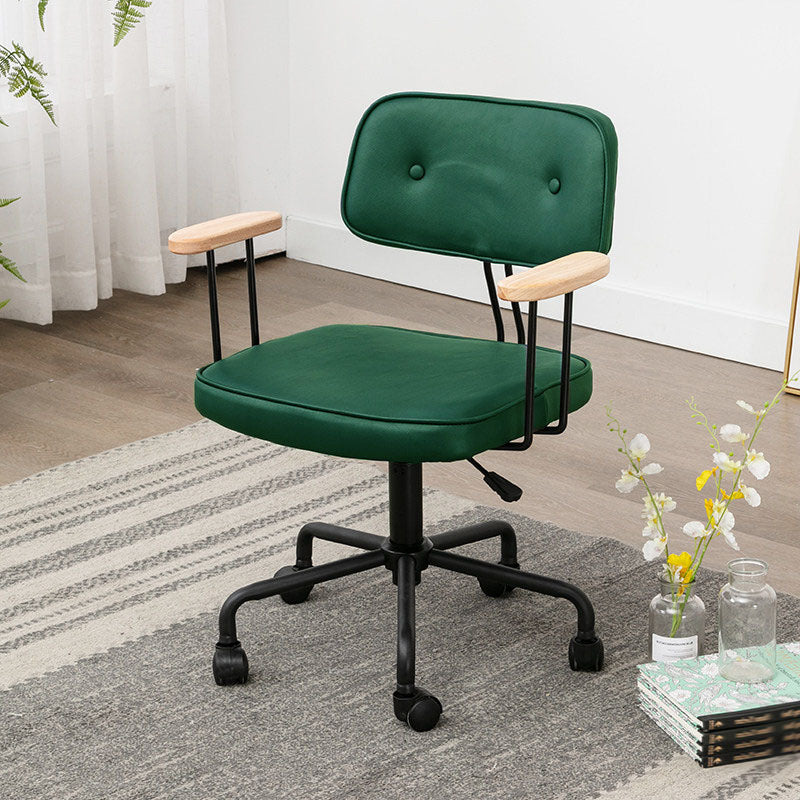 Black Frame Modern Desk Chair with Mid Back Swivel Office Chair with Wheels Green With Arms 1 Piece Clearhalo 'furn' 'furn_office_chair' 'Furniture' 'furniture_office_chair' 'Office Chairs' 'Office Furniture' 'office_chair' 4992784