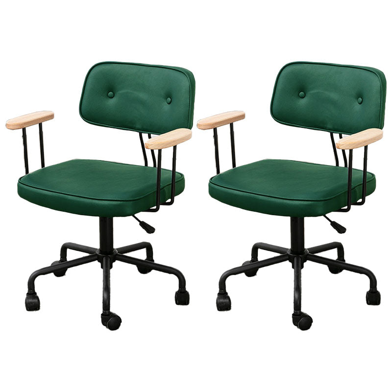 Black Frame Modern Desk Chair with Mid Back Swivel Office Chair with Wheels Green With Arms 2 Piece Set Clearhalo 'furn' 'furn_office_chair' 'Furniture' 'furniture_office_chair' 'Office Chairs' 'Office Furniture' 'office_chair' 4992785