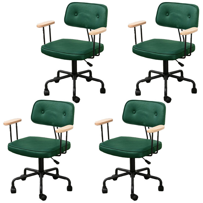 Black Frame Modern Desk Chair with Mid Back Swivel Office Chair with Wheels Green With Arms 4 Piece Set Clearhalo 'furn' 'furn_office_chair' 'Furniture' 'furniture_office_chair' 'Office Chairs' 'Office Furniture' 'office_chair' 4992786