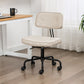 Black Frame Modern Desk Chair with Mid Back Swivel Office Chair with Wheels Off-White Armless 1 Piece Clearhalo 'furn' 'furn_office_chair' 'Furniture' 'furniture_office_chair' 'Office Chairs' 'Office Furniture' 'office_chair' 4992787