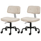 Black Frame Modern Desk Chair with Mid Back Swivel Office Chair with Wheels Off-White Armless 2 Piece Set Clearhalo 'furn' 'furn_office_chair' 'Furniture' 'furniture_office_chair' 'Office Chairs' 'Office Furniture' 'office_chair' 4992788
