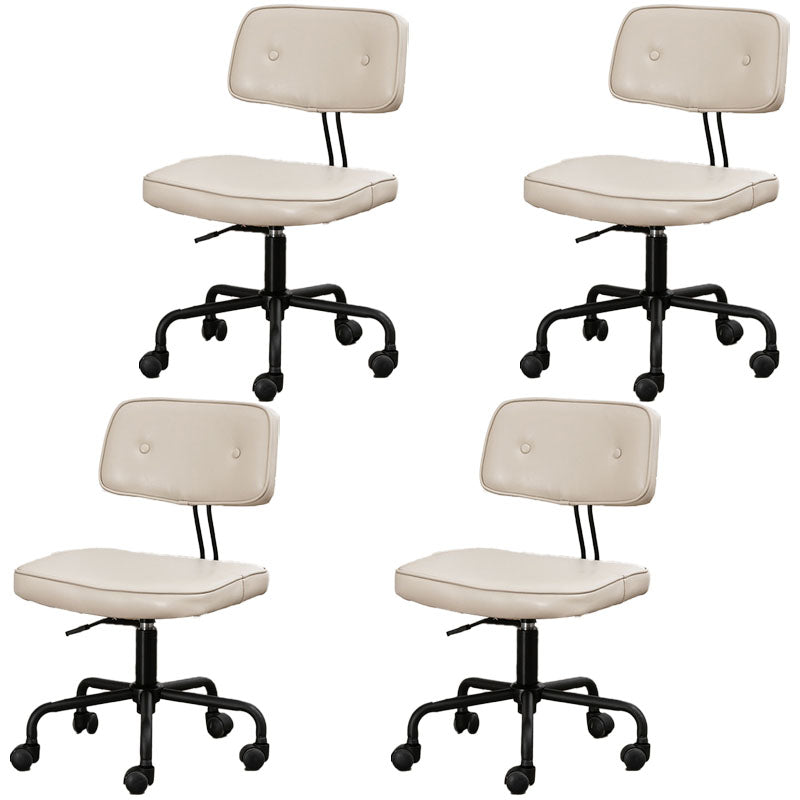 Black Frame Modern Desk Chair with Mid Back Swivel Office Chair with Wheels Off-White Armless 4 Piece Set Clearhalo 'furn' 'furn_office_chair' 'Furniture' 'furniture_office_chair' 'Office Chairs' 'Office Furniture' 'office_chair' 4992789