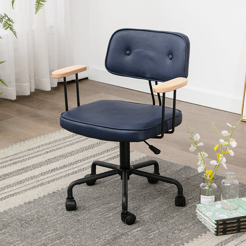 Black Frame Modern Desk Chair with Mid Back Swivel Office Chair with Wheels Blue With Arms 1 Piece Clearhalo 'furn' 'furn_office_chair' 'Furniture' 'furniture_office_chair' 'Office Chairs' 'Office Furniture' 'office_chair' 4992790