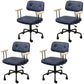 Black Frame Modern Desk Chair with Mid Back Swivel Office Chair with Wheels Blue With Arms 4 Piece Set Clearhalo 'furn' 'furn_office_chair' 'Furniture' 'furniture_office_chair' 'Office Chairs' 'Office Furniture' 'office_chair' 4992792