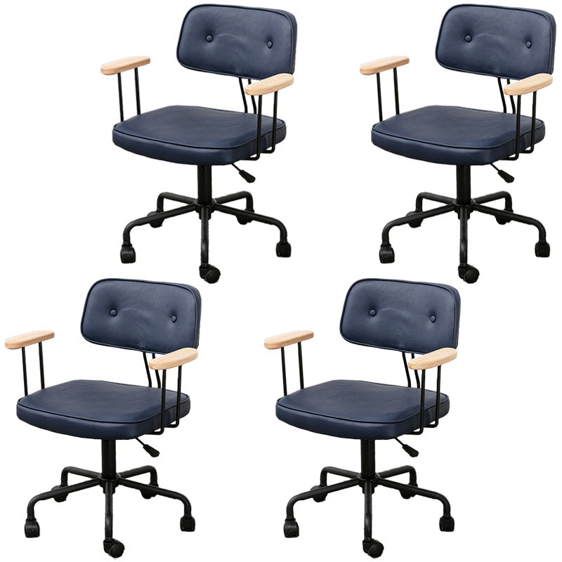 Black Frame Modern Desk Chair with Mid Back Swivel Office Chair with Wheels Blue With Arms 4 Piece Set Clearhalo 'furn' 'furn_office_chair' 'Furniture' 'furniture_office_chair' 'Office Chairs' 'Office Furniture' 'office_chair' 4992792