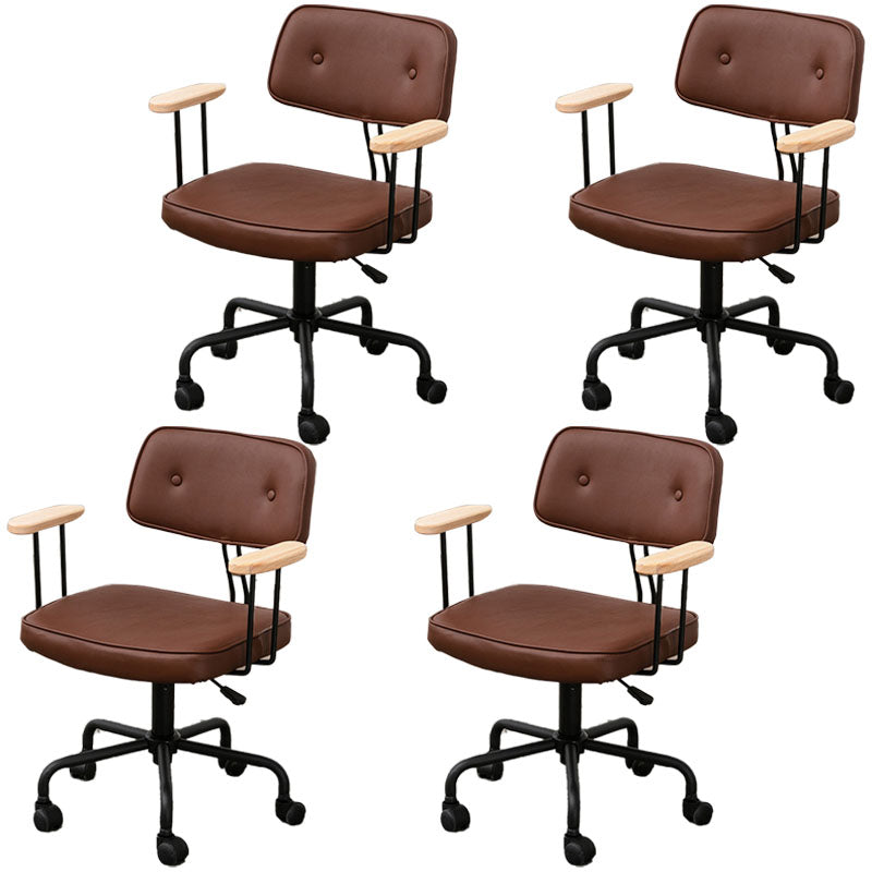 Black Frame Modern Desk Chair with Mid Back Swivel Office Chair with Wheels Brown With Arms 4 Piece Set Clearhalo 'furn' 'furn_office_chair' 'Furniture' 'furniture_office_chair' 'Office Chairs' 'Office Furniture' 'office_chair' 4992795