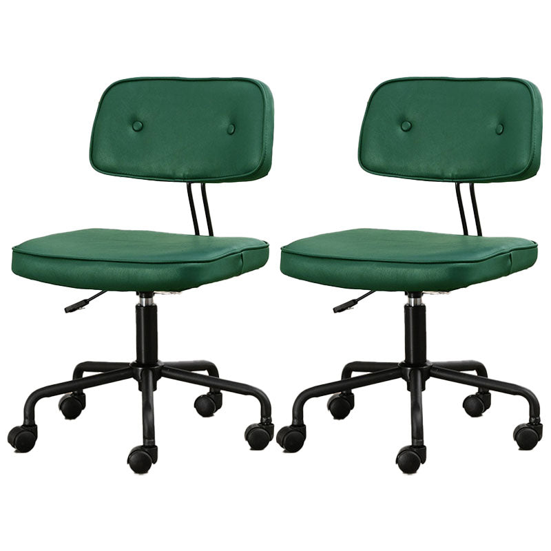 Black Frame Modern Desk Chair with Mid Back Swivel Office Chair with Wheels Green Armless 2 Piece Set Clearhalo 'furn' 'furn_office_chair' 'Furniture' 'furniture_office_chair' 'Office Chairs' 'Office Furniture' 'office_chair' 4992797