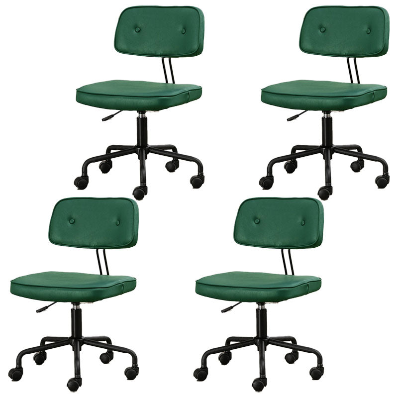 Black Frame Modern Desk Chair with Mid Back Swivel Office Chair with Wheels Green Armless 4 Piece Set Clearhalo 'furn' 'furn_office_chair' 'Furniture' 'furniture_office_chair' 'Office Chairs' 'Office Furniture' 'office_chair' 4992798