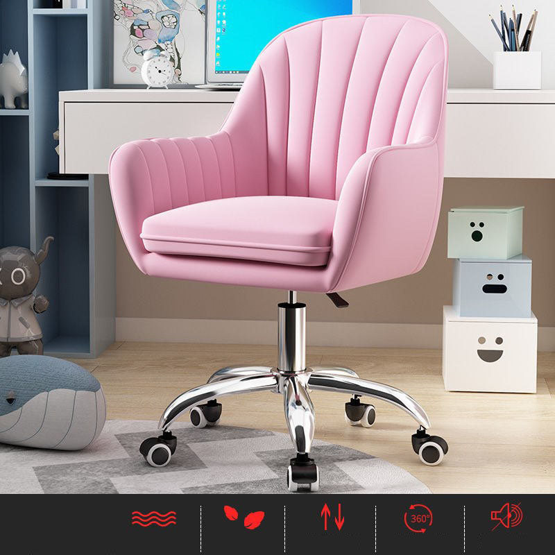 Contemporary Slide Mid Back Desk Chair Ergonomic Fixed Arms Office Chair Peach Steel Clearhalo 'furn' 'furn_office_chair' 'Furniture' 'furniture_office_chair' 'Office Chairs' 'Office Furniture' 'office_chair' 4992801
