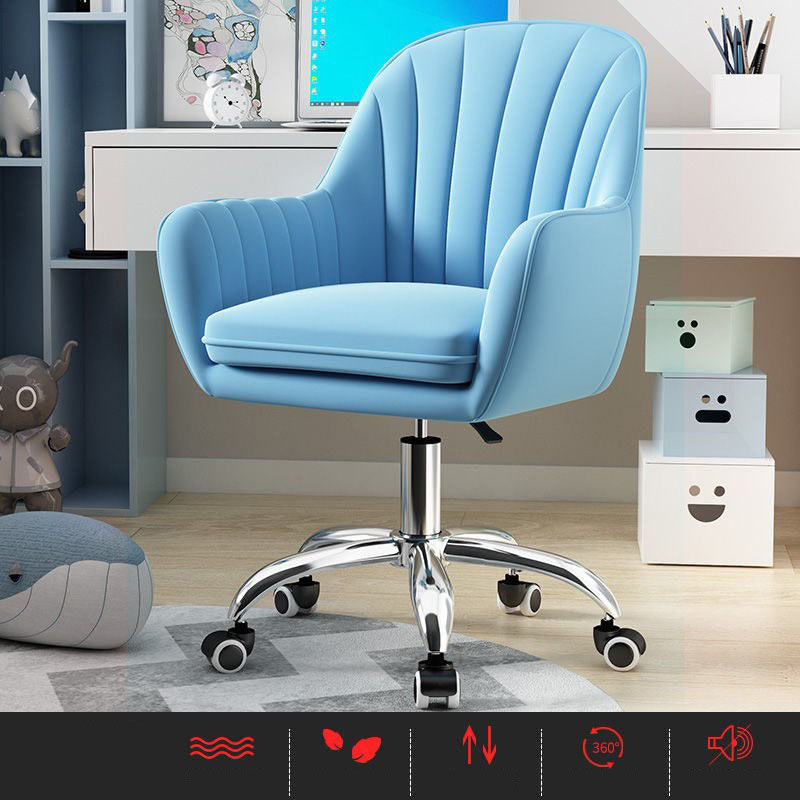 Contemporary Slide Mid Back Desk Chair Ergonomic Fixed Arms Office Chair Blue Steel Clearhalo 'furn' 'furn_office_chair' 'Furniture' 'furniture_office_chair' 'Office Chairs' 'Office Furniture' 'office_chair' 4992806