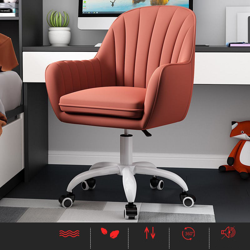 Contemporary Slide Mid Back Desk Chair Ergonomic Fixed Arms Office Chair Red Nylon Clearhalo 'furn' 'furn_office_chair' 'Furniture' 'furniture_office_chair' 'Office Chairs' 'Office Furniture' 'office_chair' 4992815