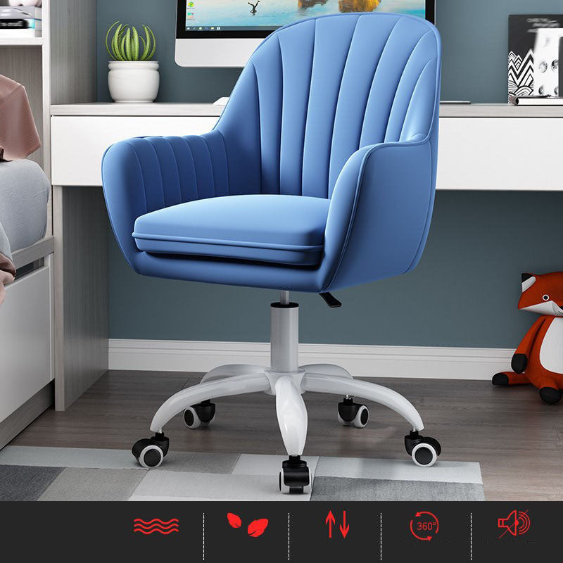 Contemporary Slide Mid Back Desk Chair Ergonomic Fixed Arms Office Chair Sky Blue Nylon Clearhalo 'furn' 'furn_office_chair' 'Furniture' 'furniture_office_chair' 'Office Chairs' 'Office Furniture' 'office_chair' 4992818