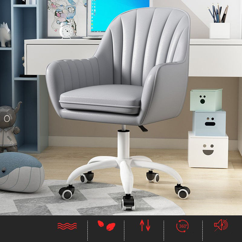 Contemporary Slide Mid Back Desk Chair Ergonomic Fixed Arms Office Chair Light Gray Nylon Clearhalo 'furn' 'furn_office_chair' 'Furniture' 'furniture_office_chair' 'Office Chairs' 'Office Furniture' 'office_chair' 4992826