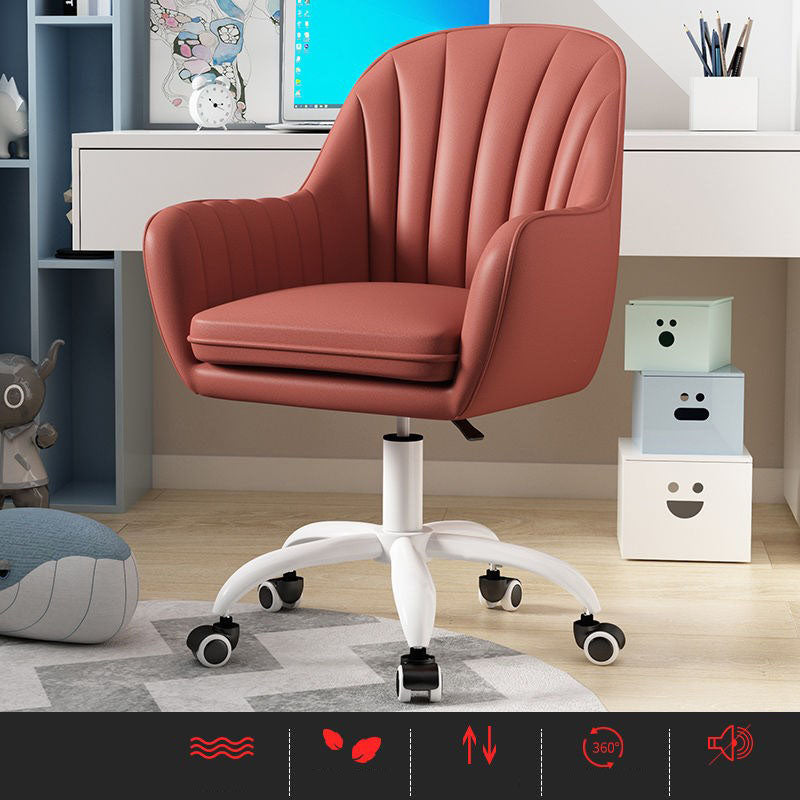 Contemporary Slide Mid Back Desk Chair Ergonomic Fixed Arms Office Chair Cameo Brown Nylon Clearhalo 'furn' 'furn_office_chair' 'Furniture' 'furniture_office_chair' 'Office Chairs' 'Office Furniture' 'office_chair' 4992827