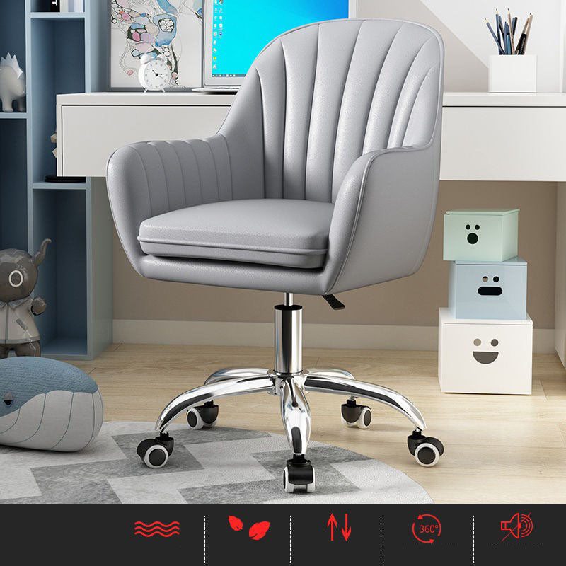 Contemporary Slide Mid Back Desk Chair Ergonomic Fixed Arms Office Chair Light Gray Steel Clearhalo 'furn' 'furn_office_chair' 'Furniture' 'furniture_office_chair' 'Office Chairs' 'Office Furniture' 'office_chair' 4992829