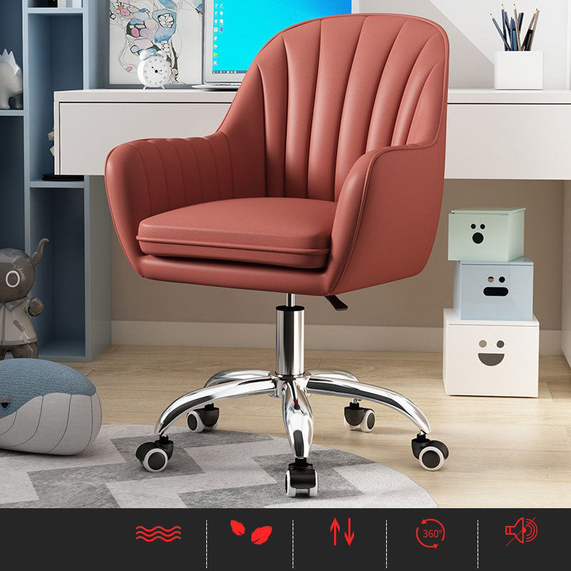 Contemporary Slide Mid Back Desk Chair Ergonomic Fixed Arms Office Chair Cameo Brown Steel Clearhalo 'furn' 'furn_office_chair' 'Furniture' 'furniture_office_chair' 'Office Chairs' 'Office Furniture' 'office_chair' 4992830