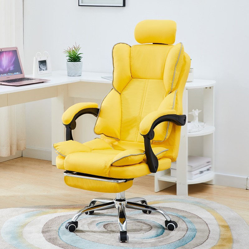High Back Desk Chair Contemporary Ergonomic Fixed Arms Office Chair with Headrest Yellow With Footrest Latex Clearhalo 'furn' 'furn_office_chair' 'Furniture' 'furniture_office_chair' 'Office Chairs' 'Office Furniture' 'office_chair' 4992835