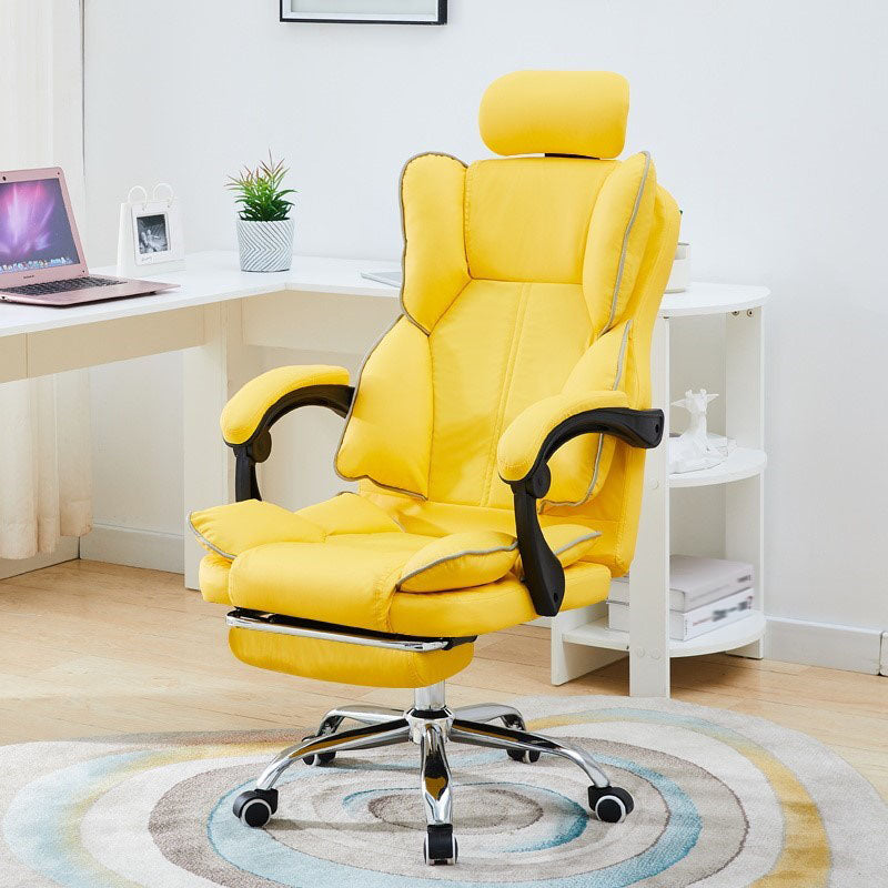 High Back Desk Chair Contemporary Ergonomic Fixed Arms Office Chair with Headrest Yellow With Footrest Sponge Clearhalo 'furn' 'furn_office_chair' 'Furniture' 'furniture_office_chair' 'Office Chairs' 'Office Furniture' 'office_chair' 4992859