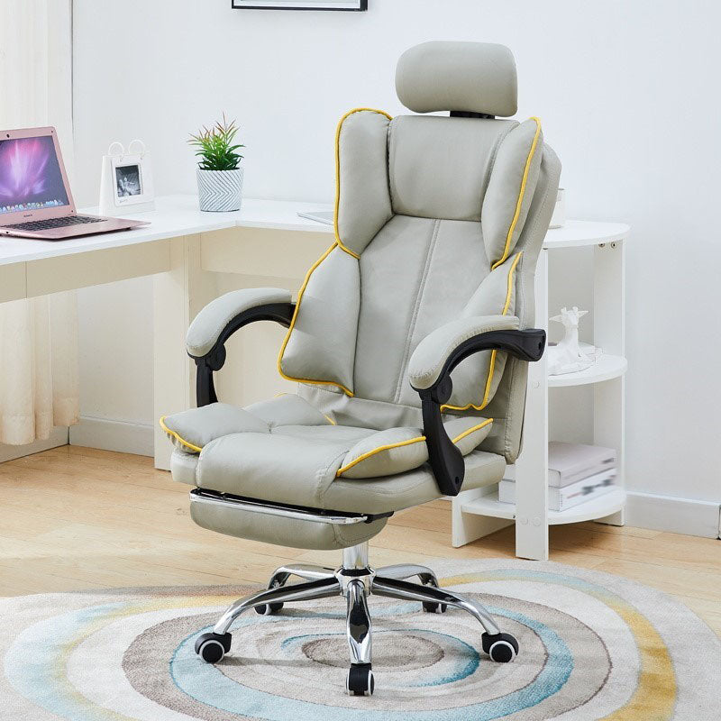 High Back Desk Chair Contemporary Ergonomic Fixed Arms Office Chair with Headrest Grey With Footrest Sponge Clearhalo 'furn' 'furn_office_chair' 'Furniture' 'furniture_office_chair' 'Office Chairs' 'Office Furniture' 'office_chair' 4992862