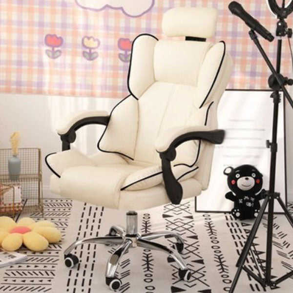 High Back Desk Chair Contemporary Ergonomic Fixed Arms Office Chair with Headrest White Without Footrest Latex Clearhalo 'furn' 'furn_office_chair' 'Furniture' 'furniture_office_chair' 'Office Chairs' 'Office Furniture' 'office_chair' 4992863