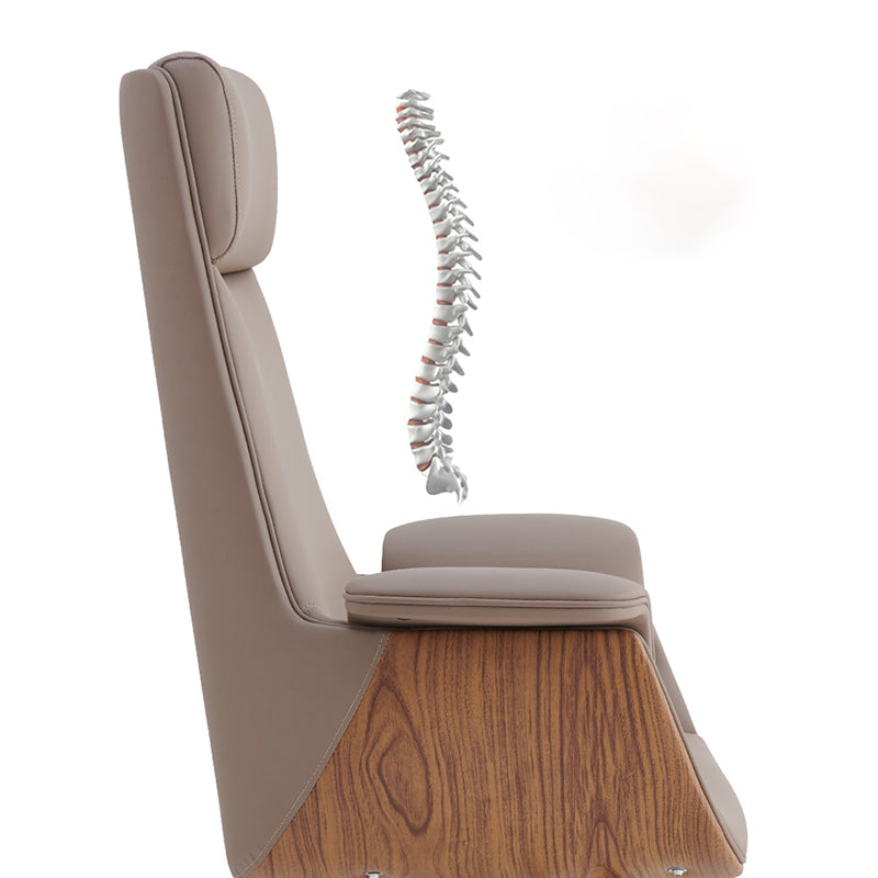 Modern Style Executive Chair Leather Office Chair with Fixed Arms Clearhalo 'furn' 'furn_office_chair' 'Furniture' 'furniture_office_chair' 'Office Chairs' 'Office Furniture' 'office_chair' 4992930