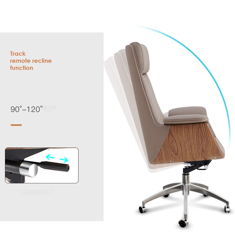 Modern Style Executive Chair Leather Office Chair with Fixed Arms Clearhalo 'furn' 'furn_office_chair' 'Furniture' 'furniture_office_chair' 'Office Chairs' 'Office Furniture' 'office_chair' 4992936