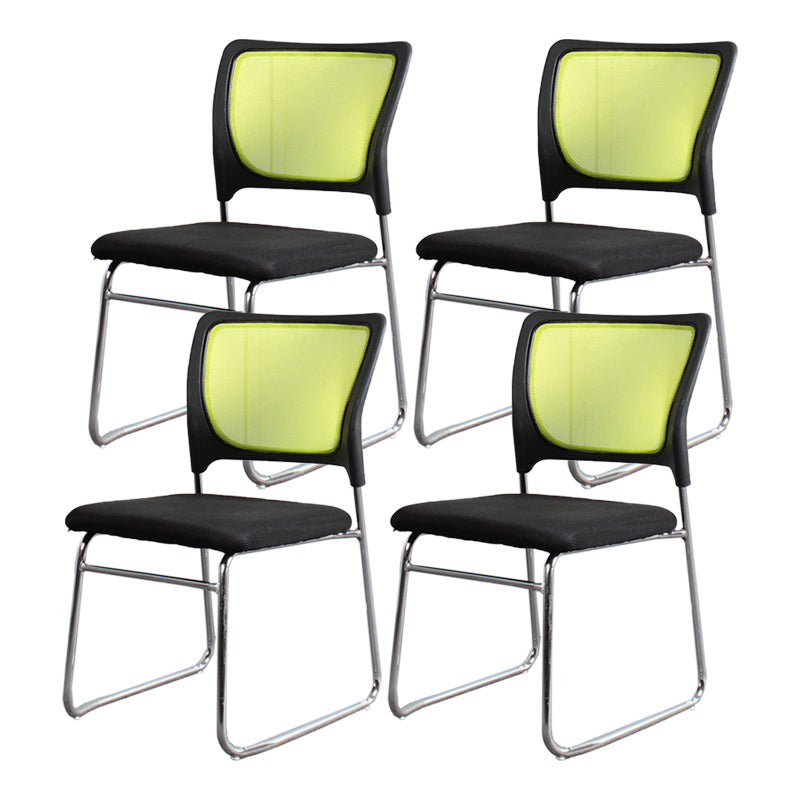 Modern Green Metal Desk Chair with Mid Back Home Office Chair Green 4 Piece Set Clearhalo 'furn' 'furn_office_chair' 'Furniture' 'furniture_office_chair' 'Office Chairs' 'Office Furniture' 'office_chair' 4993093
