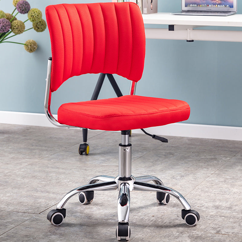 Modern Style Task Chair Mid-Back Ergonomic Armless Office Chair Red 1 Piece Casters Included Clearhalo 'furn' 'furn_office_chair' 'Furniture' 'furniture_office_chair' 'Office Chairs' 'Office Furniture' 'office_chair' 4993138