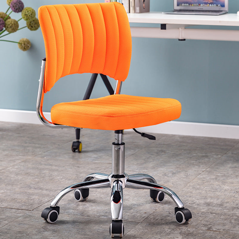 Modern Style Task Chair Mid-Back Ergonomic Armless Office Chair Orange 1 Piece Casters Included Clearhalo 'furn' 'furn_office_chair' 'Furniture' 'furniture_office_chair' 'Office Chairs' 'Office Furniture' 'office_chair' 4993143