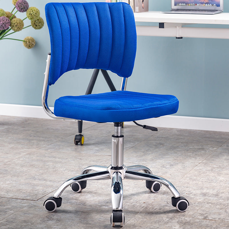 Modern Style Task Chair Mid-Back Ergonomic Armless Office Chair Blue 1 Piece Casters Included Clearhalo 'furn' 'furn_office_chair' 'Furniture' 'furniture_office_chair' 'Office Chairs' 'Office Furniture' 'office_chair' 4993145