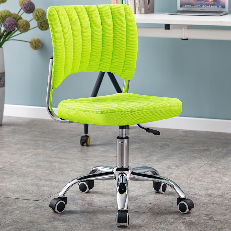 Modern Style Task Chair Mid-Back Ergonomic Armless Office Chair Green 1 Piece Casters Included Clearhalo 'furn' 'furn_office_chair' 'Furniture' 'furniture_office_chair' 'Office Chairs' 'Office Furniture' 'office_chair' 4993147
