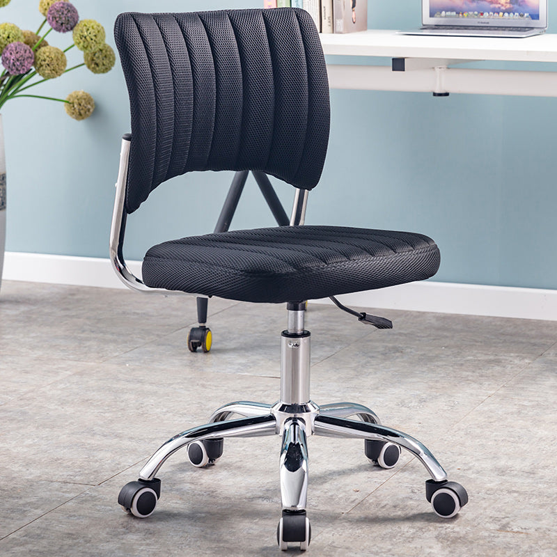 Modern Style Task Chair Mid-Back Ergonomic Armless Office Chair Matt Black 1 Piece Casters Included Clearhalo 'furn' 'furn_office_chair' 'Furniture' 'furniture_office_chair' 'Office Chairs' 'Office Furniture' 'office_chair' 4993149