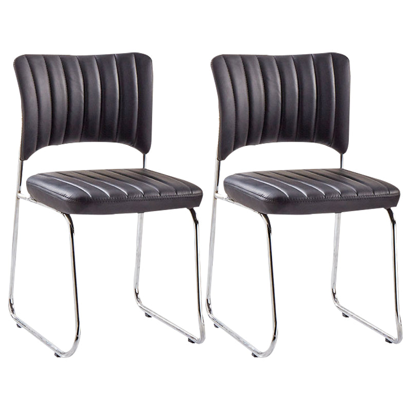 Modern Style Task Chair Mid-Back Ergonomic Armless Office Chair Black 2 Piece Set Casters Not Included Clearhalo 'furn' 'furn_office_chair' 'Furniture' 'furniture_office_chair' 'Office Chairs' 'Office Furniture' 'office_chair' 4993153