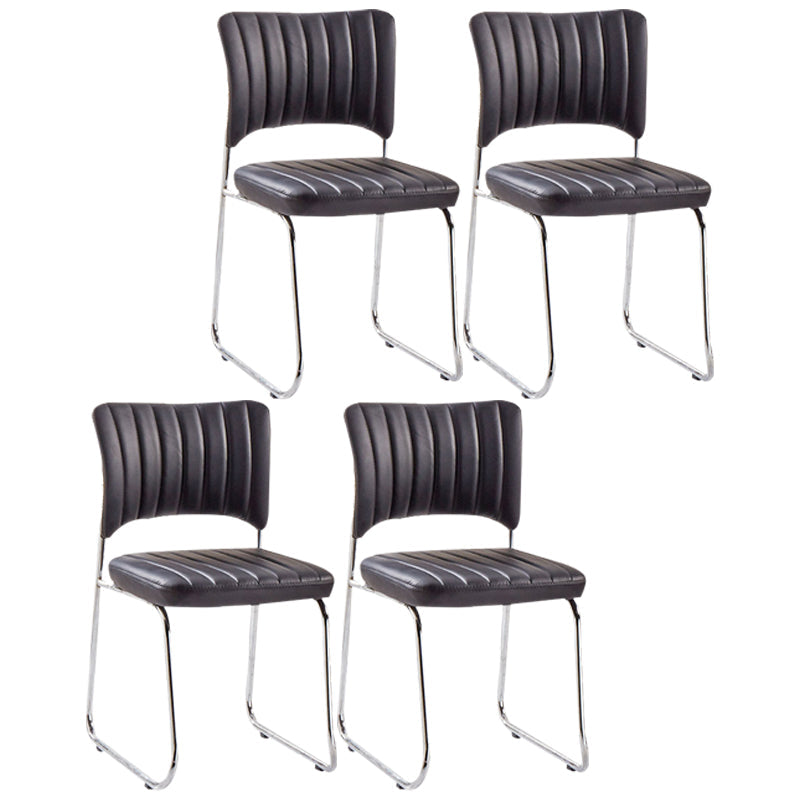 Modern Style Task Chair Mid-Back Ergonomic Armless Office Chair Black 4 Piece Set Casters Not Included Clearhalo 'furn' 'furn_office_chair' 'Furniture' 'furniture_office_chair' 'Office Chairs' 'Office Furniture' 'office_chair' 4993155