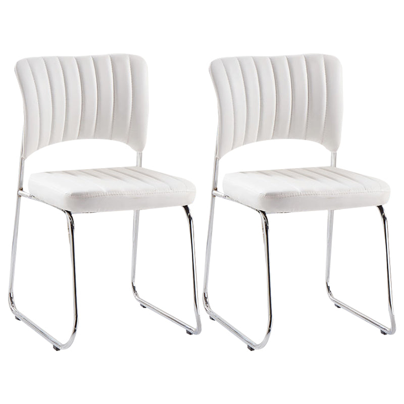Modern Style Task Chair Mid-Back Ergonomic Armless Office Chair White 2 Piece Set Casters Not Included Clearhalo 'furn' 'furn_office_chair' 'Furniture' 'furniture_office_chair' 'Office Chairs' 'Office Furniture' 'office_chair' 4993159