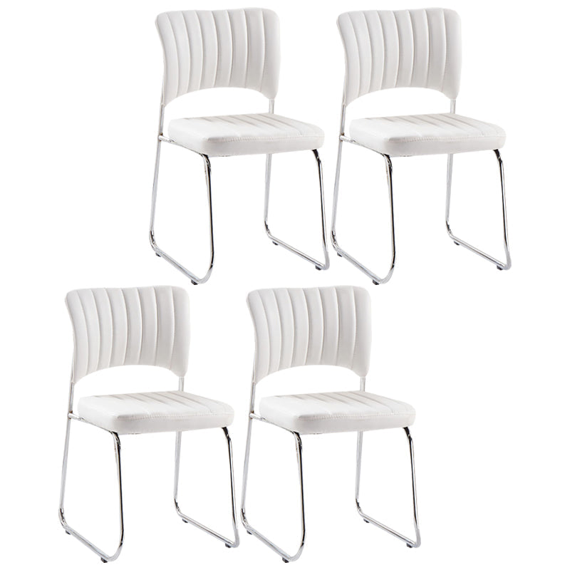 Modern Style Task Chair Mid-Back Ergonomic Armless Office Chair White 4 Piece Set Casters Not Included Clearhalo 'furn' 'furn_office_chair' 'Furniture' 'furniture_office_chair' 'Office Chairs' 'Office Furniture' 'office_chair' 4993160