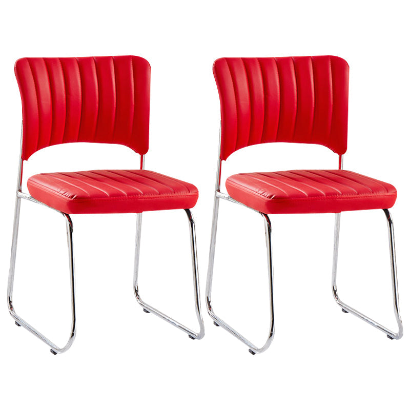 Modern Style Task Chair Mid-Back Ergonomic Armless Office Chair Red 2 Piece Set Casters Not Included Clearhalo 'furn' 'furn_office_chair' 'Furniture' 'furniture_office_chair' 'Office Chairs' 'Office Furniture' 'office_chair' 4993162