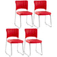 Modern Style Task Chair Mid-Back Ergonomic Armless Office Chair Red 4 Piece Set Casters Not Included Clearhalo 'furn' 'furn_office_chair' 'Furniture' 'furniture_office_chair' 'Office Chairs' 'Office Furniture' 'office_chair' 4993163