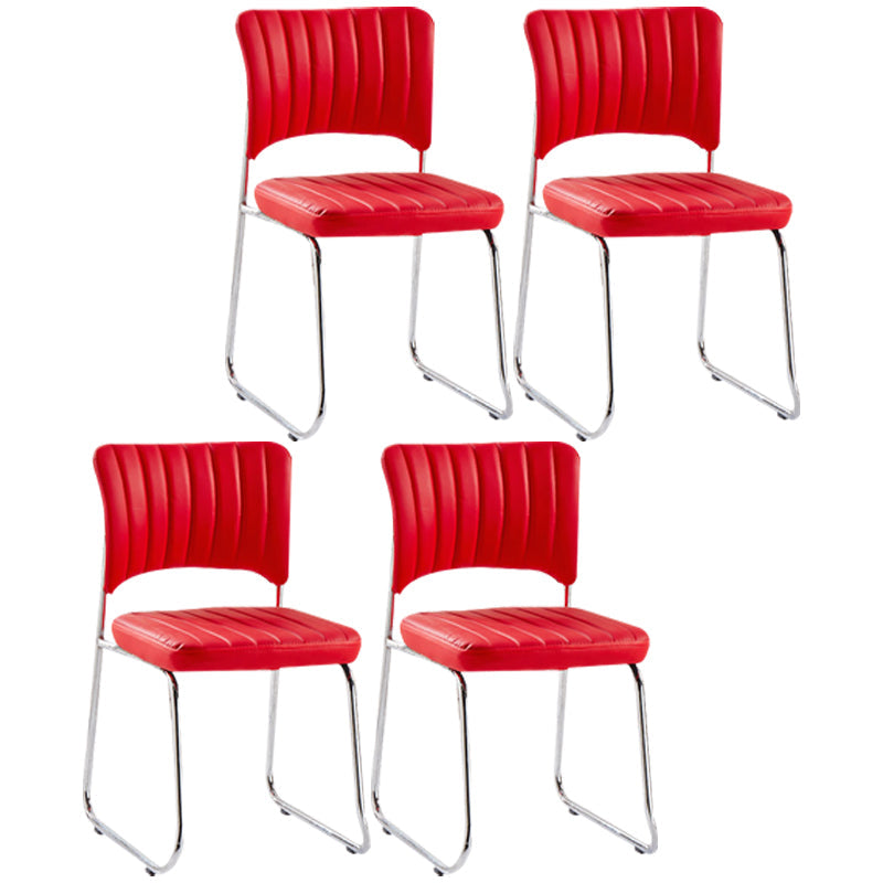 Modern Style Task Chair Mid-Back Ergonomic Armless Office Chair Red 4 Piece Set Casters Not Included Clearhalo 'furn' 'furn_office_chair' 'Furniture' 'furniture_office_chair' 'Office Chairs' 'Office Furniture' 'office_chair' 4993163