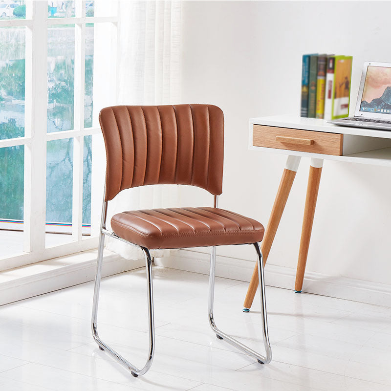 Modern Style Task Chair Mid-Back Ergonomic Armless Office Chair Brown 1 Piece Casters Not Included Clearhalo 'furn' 'furn_office_chair' 'Furniture' 'furniture_office_chair' 'Office Chairs' 'Office Furniture' 'office_chair' 4993164