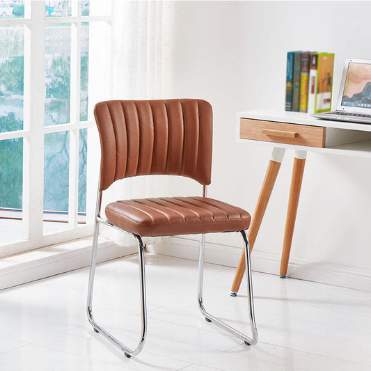 Modern Style Task Chair Mid-Back Ergonomic Armless Office Chair Brown 1 Piece Casters Not Included
