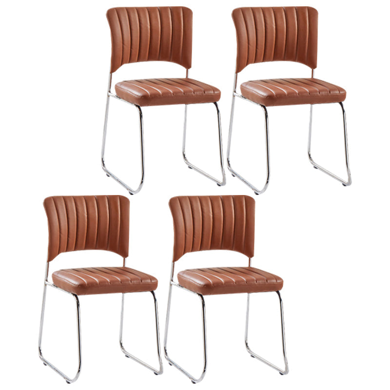 Modern Style Task Chair Mid-Back Ergonomic Armless Office Chair Brown 4 Piece Set Casters Not Included Clearhalo 'furn' 'furn_office_chair' 'Furniture' 'furniture_office_chair' 'Office Chairs' 'Office Furniture' 'office_chair' 4993166