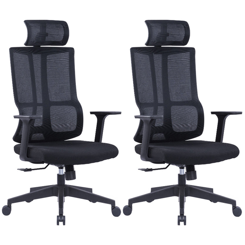 High Back Mesh Desk Chair Modern Slide Office Chair with Wheels Black 2 Piece Set With Headrest Clearhalo 'furn' 'furn_office_chair' 'Furniture' 'furniture_office_chair' 'Office Chairs' 'Office Furniture' 'office_chair' 4993173