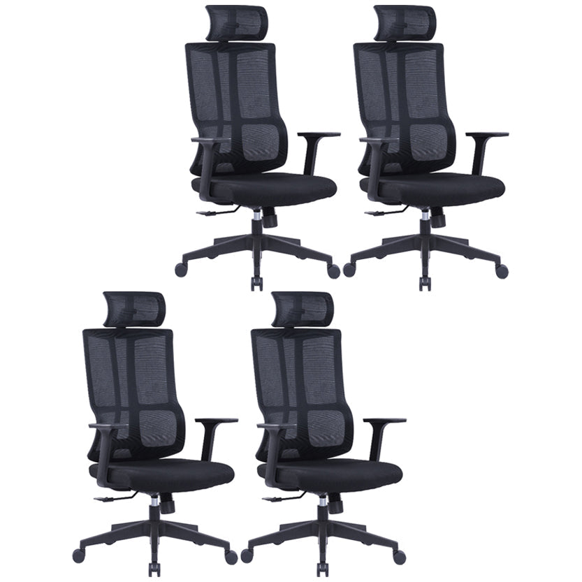 High Back Mesh Desk Chair Modern Slide Office Chair with Wheels Black 4 Piece Set With Headrest Clearhalo 'furn' 'furn_office_chair' 'Furniture' 'furniture_office_chair' 'Office Chairs' 'Office Furniture' 'office_chair' 4993175